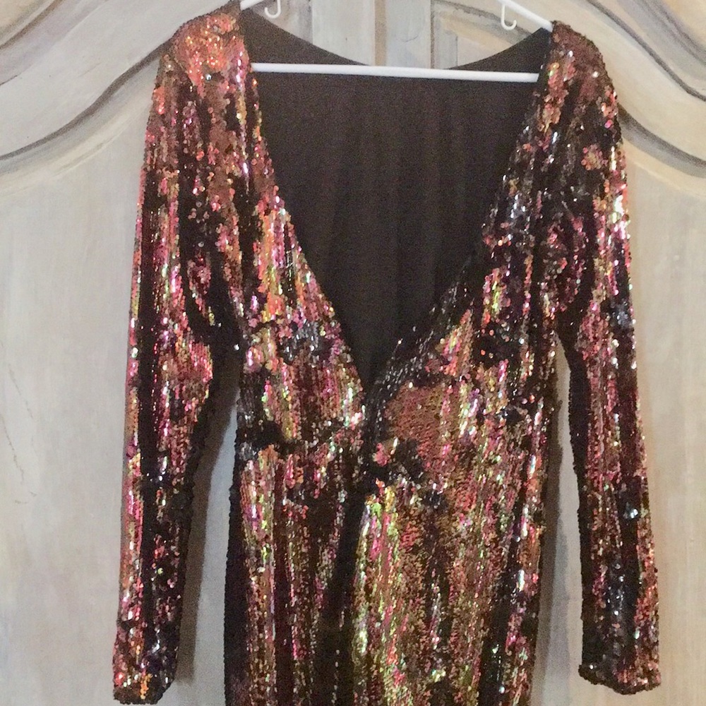 Rainbow sequined Dress The Population dress - Picture 2 of 3